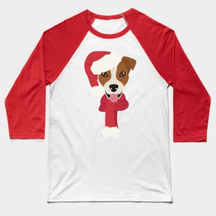 Christmas Jack Russell Dog Face Baseball T-Shirt